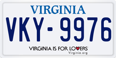 VA license plate VKY9976