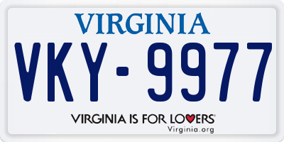 VA license plate VKY9977