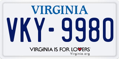 VA license plate VKY9980