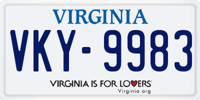 VA license plate VKY9983