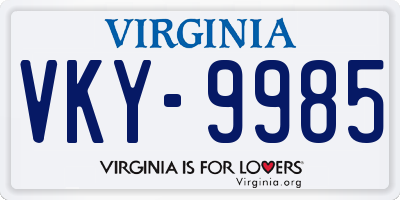 VA license plate VKY9985