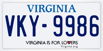 VA license plate VKY9986
