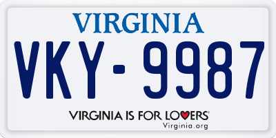 VA license plate VKY9987