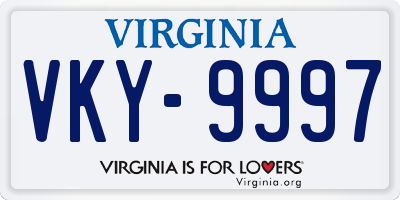 VA license plate VKY9997