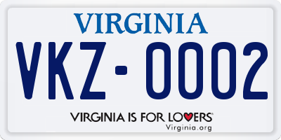 VA license plate VKZ0002