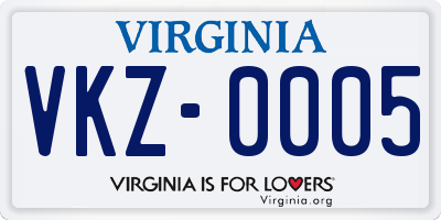 VA license plate VKZ0005