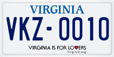 VA license plate VKZ0010