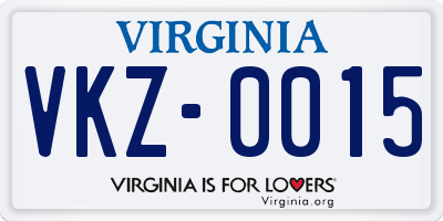 VA license plate VKZ0015