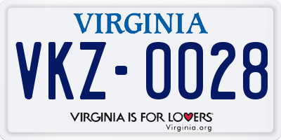 VA license plate VKZ0028
