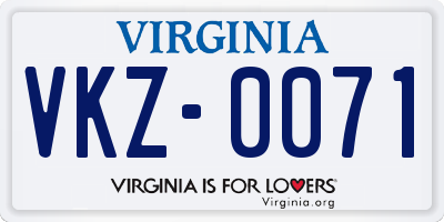 VA license plate VKZ0071
