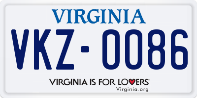 VA license plate VKZ0086