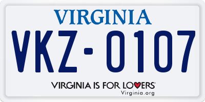 VA license plate VKZ0107