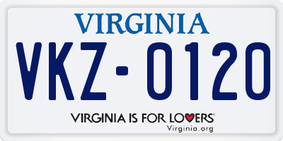 VA license plate VKZ0120