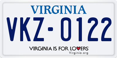 VA license plate VKZ0122