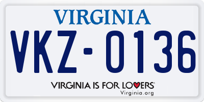 VA license plate VKZ0136