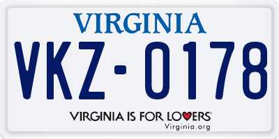 VA license plate VKZ0178