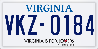 VA license plate VKZ0184