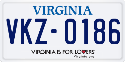 VA license plate VKZ0186