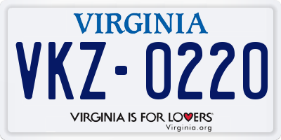 VA license plate VKZ0220