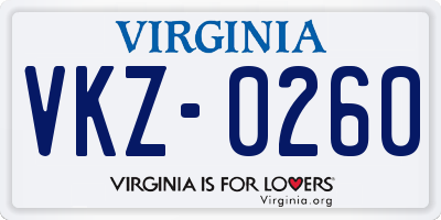 VA license plate VKZ0260