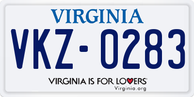 VA license plate VKZ0283