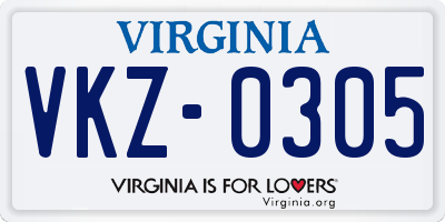 VA license plate VKZ0305
