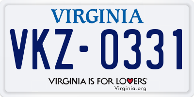 VA license plate VKZ0331