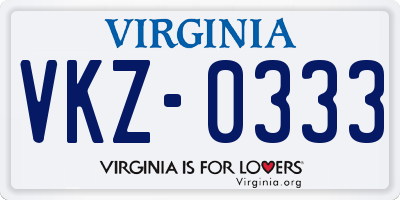 VA license plate VKZ0333