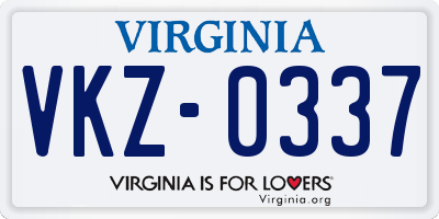 VA license plate VKZ0337