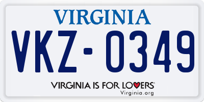 VA license plate VKZ0349