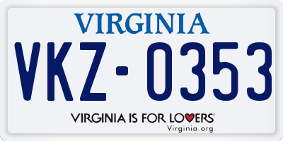VA license plate VKZ0353