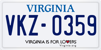VA license plate VKZ0359