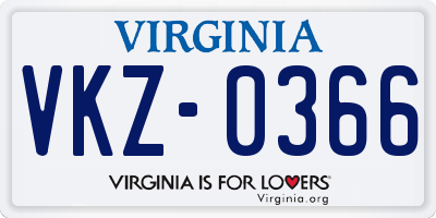 VA license plate VKZ0366