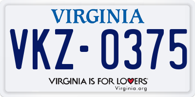 VA license plate VKZ0375