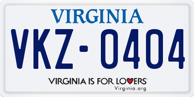 VA license plate VKZ0404
