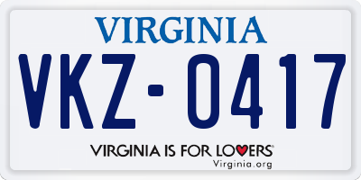VA license plate VKZ0417