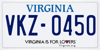 VA license plate VKZ0450