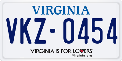 VA license plate VKZ0454