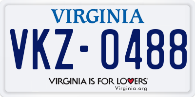 VA license plate VKZ0488