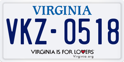 VA license plate VKZ0518