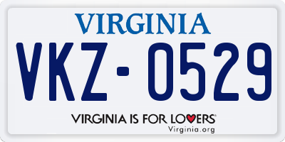 VA license plate VKZ0529