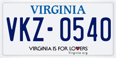 VA license plate VKZ0540