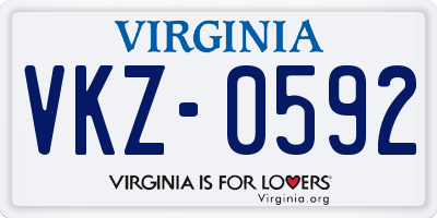 VA license plate VKZ0592