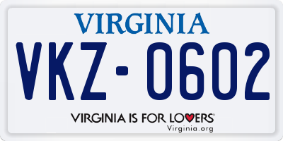 VA license plate VKZ0602