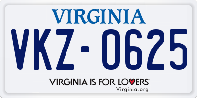 VA license plate VKZ0625