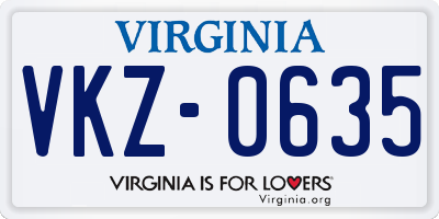 VA license plate VKZ0635
