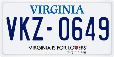 VA license plate VKZ0649