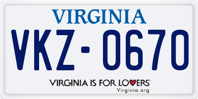 VA license plate VKZ0670