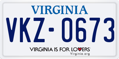 VA license plate VKZ0673