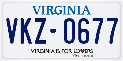 VA license plate VKZ0677